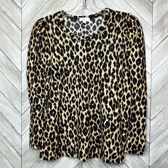 A.L.C. Karlie Leopard Print Long Sleeve Top Size M - Picture 3 of 10